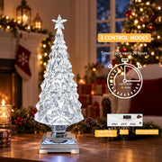 12.5' 'Crystal Christmas Tree Snow Globe with Music, Lighted Spinning Glitter Water Lantern with 6H Timer, USB & Battery Operated Xmas Table Decor