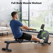 Rowing Machine, Upgraded Rowing Machines for Home, Magnetic Rower Max 350 LBS, 16 Levels of Workout Resistance, Dual Slide Rail, App Compatible, LCD Monitor, Ergonomic Seat for Gym Exercise