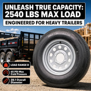 Radial Trailer Tire Rim Assembly ST225/75R15 Silver 6 Lug Load D