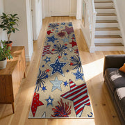 4th of July Patriotic Stars Kitchen Runner Rugs, 3x10ft, Independence America Stars Memorial Day Front Door Mat, Non Slip Rubber Backing Machine Washable Entryway Hallway Floor Decor Carpet