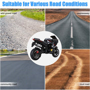 50cc Dirt Bike Mini Bike 4-Stroke Pocket Rocket Motorcycle, 8 Inch Wheels Mini Motorcycle, Gas Pocket Motorbike with Front Rear Disc Brakes, Dual Headlights, Premium Material Black