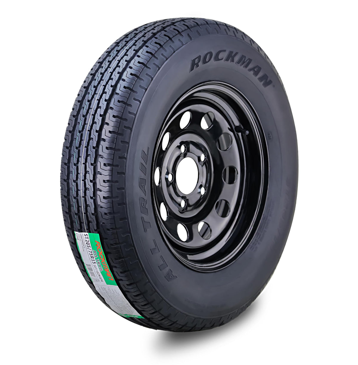 Trailer Tire Wheel ST205/75R15 8PR D 107M 5X4.5" PCD Black Mod Rim