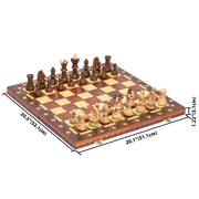 Ambassador Wooden Chess Set, 21.7 in hornbeam and sycamore chess set, handcrafted in Poland, pyrography board 21.7 x 21 x 1.18 in, weighs 5.6 lbs