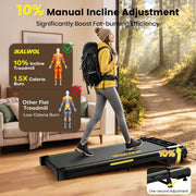 Walking Pad with Incline, 6.2 MPH Walking Pad Treadmill with Double Frame, Easy Read Full Screen LED Display, Low Noise 2.75HP Brushless Drive, Walking Pad Under Desk 350 LBS Weight Capacity
