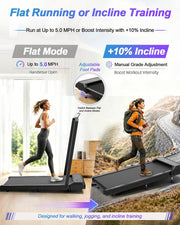 Walking Pad Treadmill 10% Incline, Foldable Handle, Under Desk Treadmill