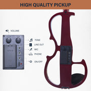 4/4 Full Size Electric Violin, Solid Maple with Ebony Fittings, Red