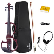 4/4 Full Size Electric Violin, Solid Maple with Ebony Fittings, Red
