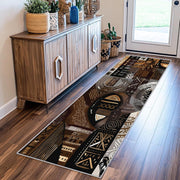 Tribal 3x10 Runner Rug, Feather Native American Brown Runners for Hallways, Kitchen, Bedroom, Entryway, Tribal Home Decor Floor Carpet, Non Slip Washable Low Pile, 3 x 10 ft