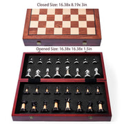 Chess Set Large 16''/42cm Folding Wooden Board with Deluxe Weighted Acrylic Chess Pieces - 3.5" King with Storage Slots for Adults House Warming Retirement Gift