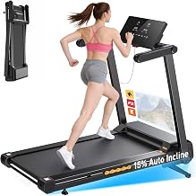 Foldable Treadmill, 15% Auto Incline, 300 lb, 8.8MPH, Heart Rate