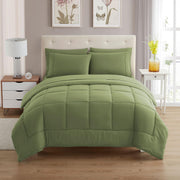 7 Piece Comforter Set Bag Solid Color All Season Soft Down Alternative Blanket & Luxurious Microfiber Bed Sheets, Sage, Queen (Pack of 4)