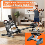8-Level Foldable Magnetic Rowing Machine, LCD Monitor, Standard Seat, Black, 250 lb Capacity
