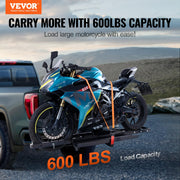 Motorcycle Carrier, 600 LBS Steel Motorcycle Carrier Hitch Mount with 47" Longer Ramp, Scooter Dirt Bike Trailer Hauler with Ratchet Straps and Stabilizer, for Car, Truck with 2" Hitch Receiver