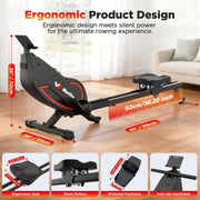 8-Level Foldable Magnetic Rowing Machine, Advanced LCD Monitor, Standard Seat, Black, 300 lb Capacity 279