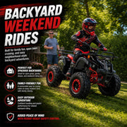 125cc ATV 4 Wheels Quad 125 ATV Quads with LED Lights, Big 19"/18" Tires!(Black, Factory Package)