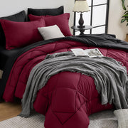 7-Piece California King Comforter Set, Dark & Light Grey Bed in a Bag
