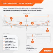 929-1073 Utility Trailer Leaf Spring, Eye/Loop, 1 3/4" Width, 26 1/4" Length, 3 1/2" Arch, 5 Leaf, 2850lb Capacity