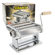 Pasta Maker Machine by - Heavy Duty, Italy Made Steel Construction w Easy Lock Dial and Wood Grip Handle- Make Fresh Homemade Authentic Italian Pasta Noodles- Model 190