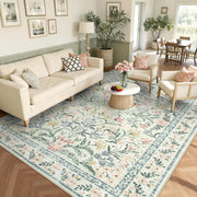 Boho Washable Rug 8x10, Large Area Rug for Living Room, Soft Floral Carpet for Bedroom Non Slip, 8 x 10 Indoor Beige Carpets for Nursery Dining Room Apartment Office Decor