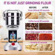 550g Grain Mill, 304 Stainless Steel Spice Grinder, 2000W High-speed Commercial Flour Mill, Superfine Flour Mill Grinder for Home, Grain Mill for Flour