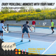 3-in-1 Volleyball Badminton Pickleball Net Set Adjustable Height Indoor & Outdoor Games, 17FT Portable Net, Height Adjustable 5.1-7.4FT, Combo Set with Balls Rackets Shuttlecocks Carry Bag