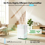 4500 Sq.Ft Dehumidifier, 52 Pint Smart WiFi, for Basement & Home Ultra-Quiet 38dB Dehumidifier for Home, Bedroom & Bathroom, with 24H Timer & Auto Shut-Off, Ideal for Large Rooms