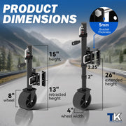 2000 lbs Boat Trailer Jack, 8" Widened Trailer Jack Wheel, 13" Lift