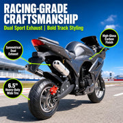 50CC Mini Motorcycle for Adults, 4-Stroke Mini Bike Gas Powered, Pocket Rocket Bike with Dual Headlights, 440 lbs Heavy Duty Load, Front Rear Disc Brakes, 6.5" Tires, Black