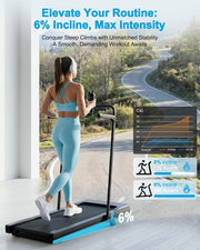 6% Incline Walking Pad with Handle bar, Smart AI App Control for Home