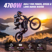Electric Dirt Bike for Adults, 4700W, 50MPH, Off-Road Ebike