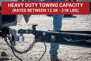 Aluminum Adjustable Trailer Hitch - Towing Hitch with Built-in Tongue Weight Scale - Compatible with 2.5" Receivers - 10" Drop, Stainless Steel Tow Balls, 18,500 GTW, 1-Piece Lock Set