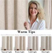 Linen Blackout Curtains Durable Thick Textured Linen Look 100% Blackout Patio Door Curtain Anti Rust Grommet Extra Wide Sliding Door Curtain Panel, Natural，W100 x L108 inch (Pack of 4)