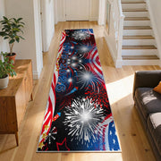 4th of July Patriotic Stars Kitchen Runner Rugs, 3x10ft, Independence America Stars Memorial Day Front Door Mat, Non Slip Rubber Backing Machine Washable Entryway Hallway Floor Decor Carpet