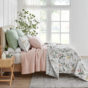 Viviana Reversible King/Cal King Quilt Set (106x92in) with 2 Pillow Shams (36x20in) - Floral - Blush, Green, White - Cotton King Size Quilt Bedding Set - Lightweight, Soft, Pre-Washed