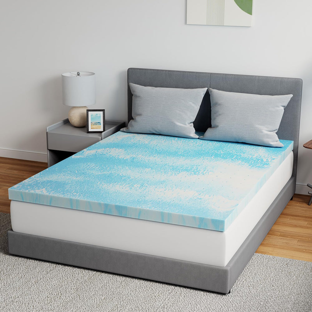 Memory Foam Mattress Topper King - 2 Inch Cooling Gel Infused Memory Foam | Slow-Rebound Pressure Relief | CertiPUR Certified | Comfort for Sleeper Sofa, RV, Camper, Dorm Room