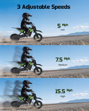 36V Electric Dirt Bike for Kids Ages 5-10, Off-Road Motorcycle Gift, Green
