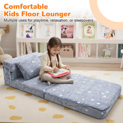 Kids Floor Mattress, 8 in Glow Dinosaur Trifold Sofa Bed, Grey Glow in the dark dinosaur kids floor bed, fold out couch for playroom, guest, travel