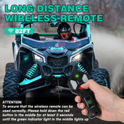 4500lbs ATV/UTV Winch with Synthetic Rope, Electric Boat Trailer Winch 12V, Waterproof Winch with 2 Wireless Remotes &Wired Switch,with Mounting Plate,Aluminium Fairlead
