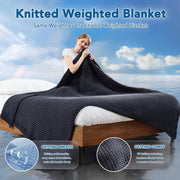 Knitted Weighted Blanket - 60"x80" 20lbs Queen Size Cooling Chunky Knit Heavy Blanket for Adults Cable Yarn Knit Decorative No Beads Soft Cozy and Cooling Weighted Throw Machine Washable