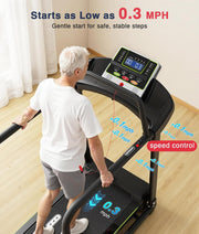 Treadmill for Seniors - 0.3mph Slow Start,Front & Long Handrails