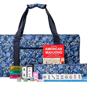 American Mahjong Set with Blue Carrying Bag, 166 White Tiles, 4 All-in-One Rack/Pushers, Mahjong Tiles Set (Ma Jong, Mah-Jongg, Majiang)