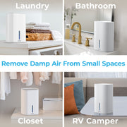 PureDry Mini Dehumidifier, 27 oz Tank, Removes 300 mL/Day Compact Design Helps Reduce Excess Moisture in Small Rooms & Living Spaces; Ideal for Closets, Bathrooms, Boats & Kitchens
