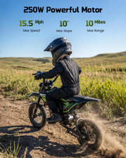 36V Electric Dirt Bike for Kids Ages 5-10, Off-Road Motorcycle Gift, Green