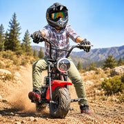 Dirt Bike Mini Bike 99cc 3.5HP Gas Powered Off Road Build-in Headlight Trail Motorcycle for Adults & Kids Weight Support Up to 185 LBS, Red