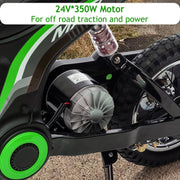 Kids Electric Dirt Bike, 24-Volt 350-Watt Electric Motorcycle, Up to 14.29 MPH, for Kids 8-14, 3-Speed Modes, Maximum Load 135 Lbs.