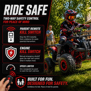 125cc ATV 4 Wheels Quad 125 ATV Quads with LED Lights, Big 19"/18" Tires!(Black, Factory Package)
