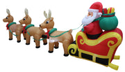 12 FT Long Lighted Christmas Inflatable Santa on Sleigh with 3 Reindeers Lighted Inflatable, Holiday Yard Decoration, Weather-Resistant Blow-Up