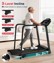 Treadmill for Seniors with Long Handrail-Walking Treadmill for Home