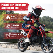 50cc Dirt Bike Gas Powered 2 Stroke Powerful Off Road Pit Bike for Kids (Red M)