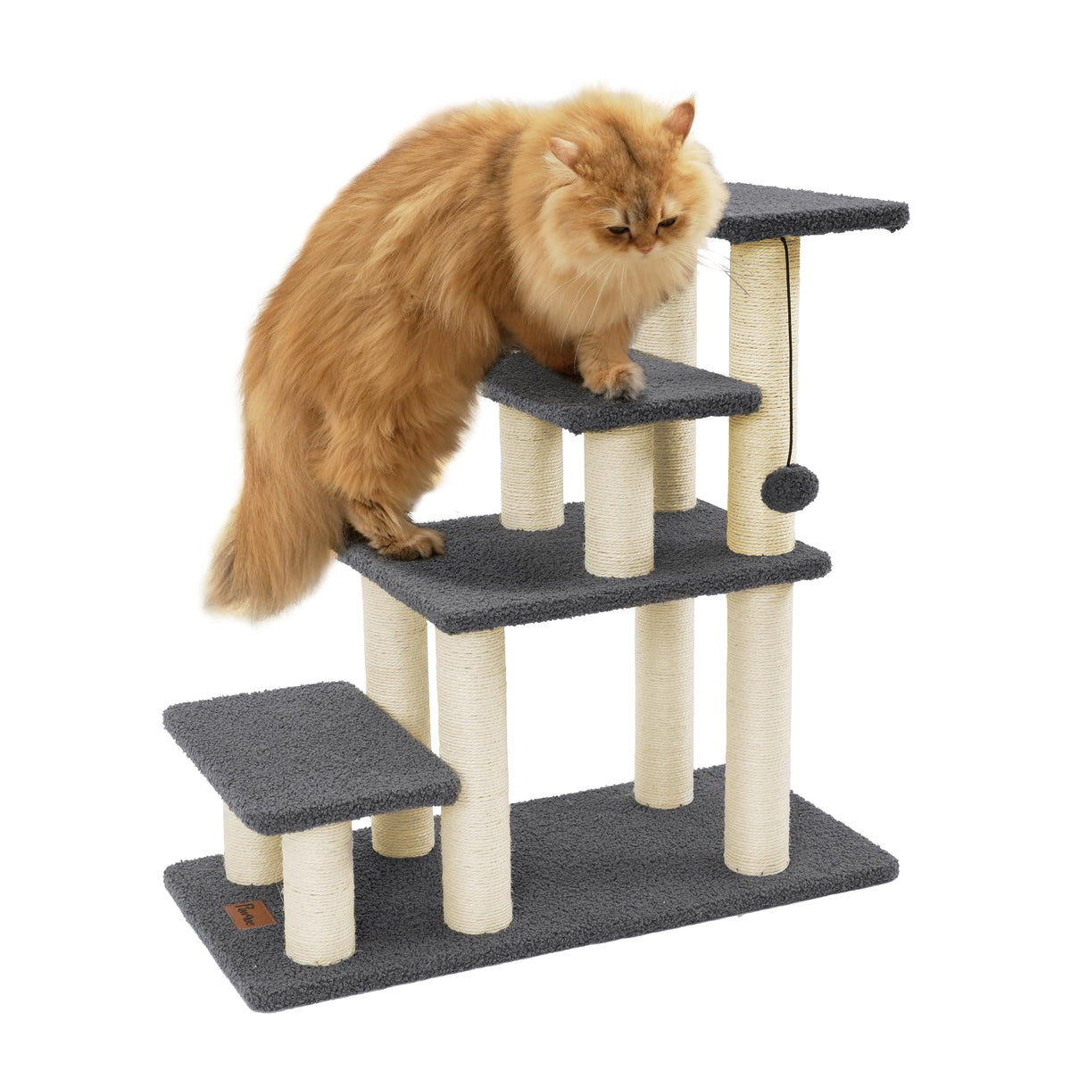Dog Stairs & Cat Scratching Post Pet Steps for High Bed Couch High-Strength Boards Hold up to 150 lbs for Indoor Small Cats Kittens Dogs Climbing Playing, 4 Combination Options, 4 Steps